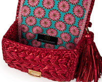 Seville Metallic Red Crochet Crossbody Bag Large