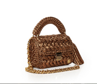 Seville Metallic Bronze Crochet Crossbody Bag - Large