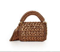 Seville Metallic Bronze Crochet Crossbody Bag - Large