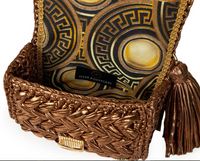 Seville Metallic Bronze Crochet Crossbody Bag - Large