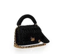 Seville Metallic Black Crochet Crossbody Bag - Large