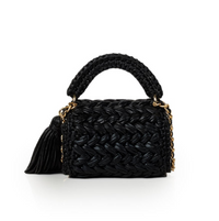 Seville Metallic Black Crochet Crossbody Bag - Large