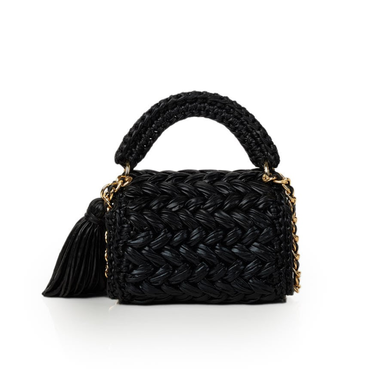 Seville Metallic Black Crochet Crossbody Bag - Large