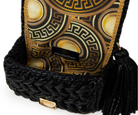 Seville Metallic Black Crochet Crossbody Bag - Large