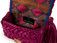 Seville Metallic Fuchsia Crochet Crossbody Bag - Large