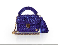 Seville Metallic Purple Crochet Crossbody Bag - Large