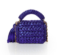 Seville Metallic Purple Crochet Crossbody Bag - Large