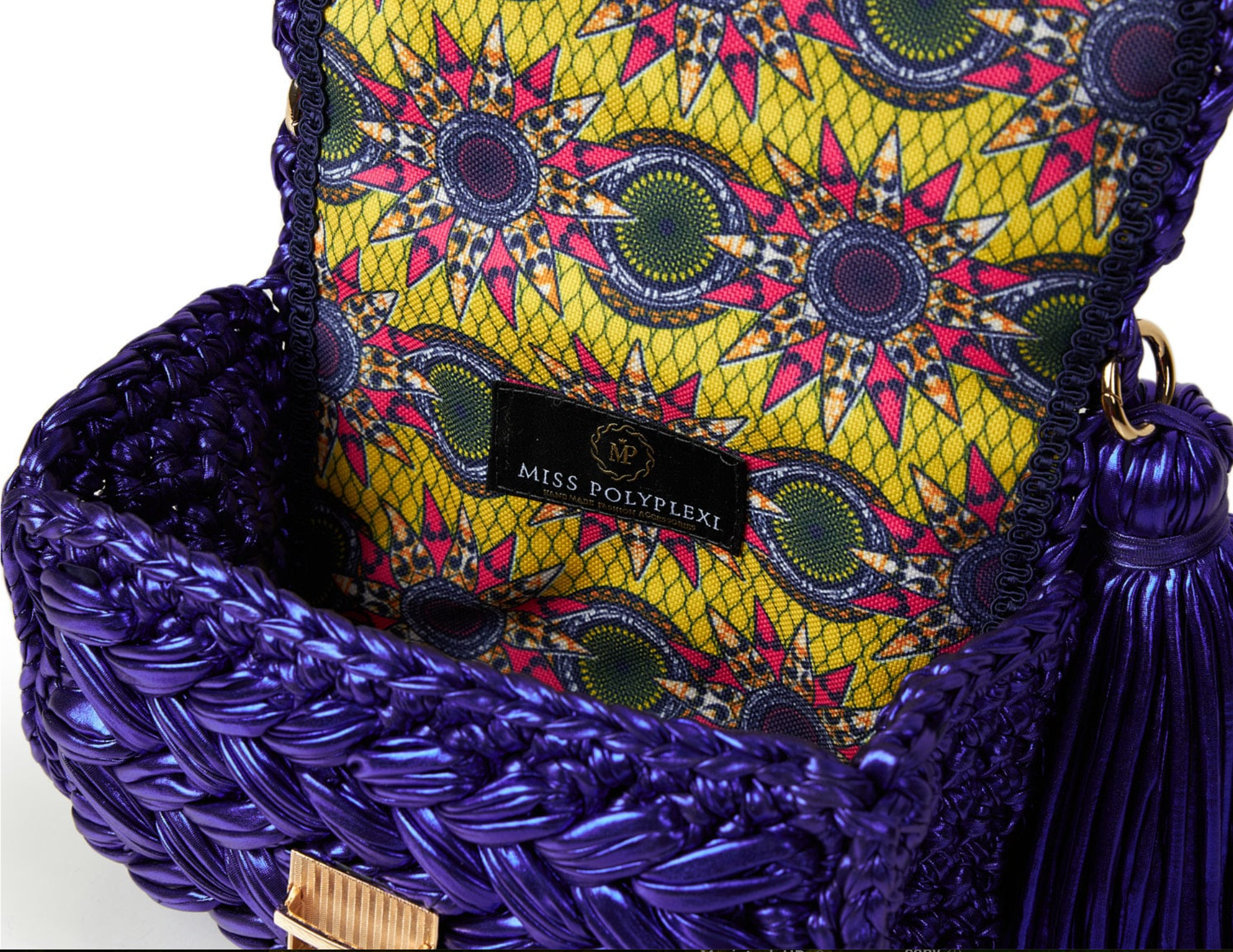 Seville Metallic Purple Crochet Crossbody Bag - Large