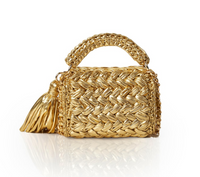 Seville Metallic Gold Crochet Crossbody Bag -Large