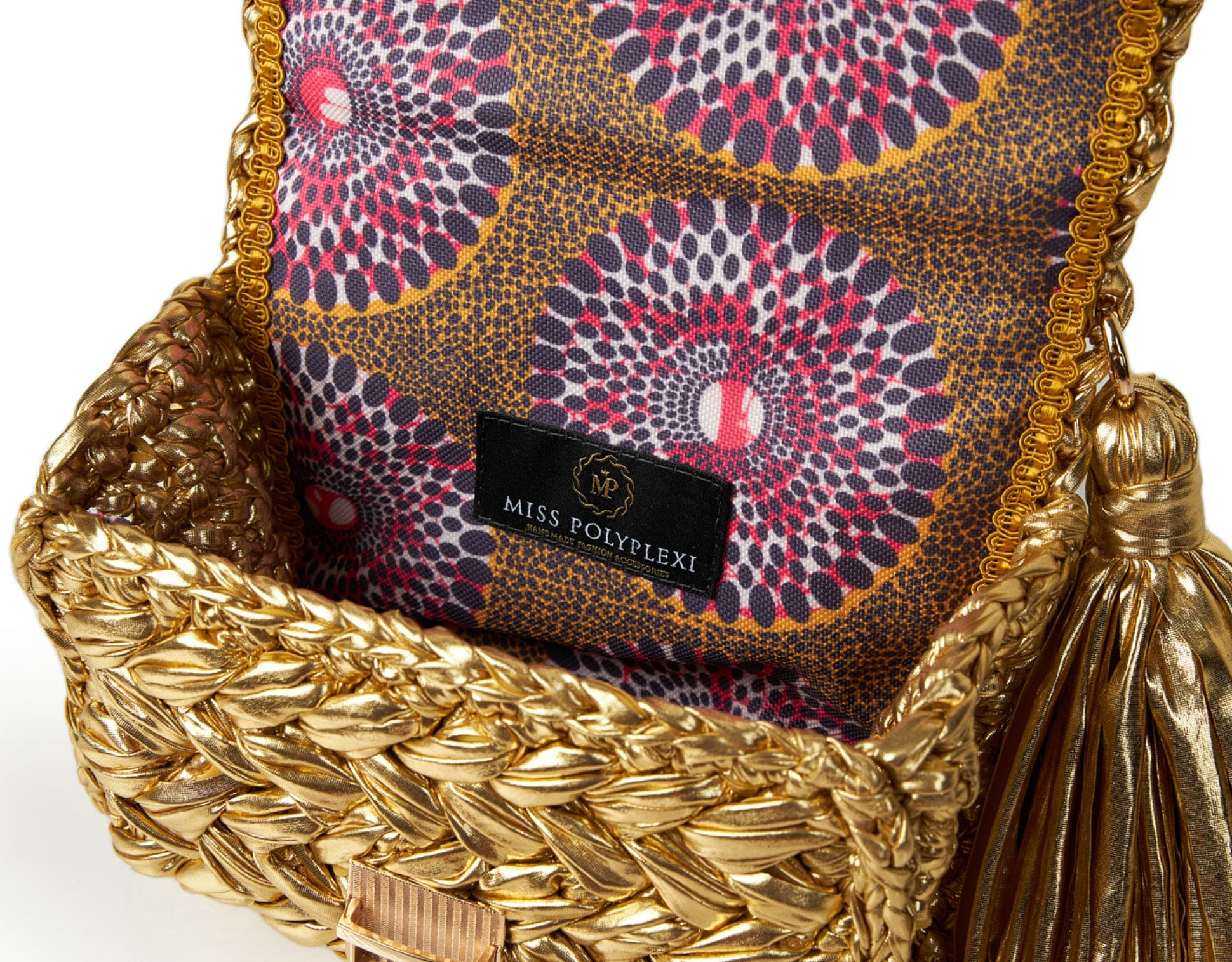 Seville Metallic Gold Crochet Crossbody Bag -Large