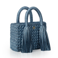 Ostria Metallic Raf Blue Crochet Tote Bag