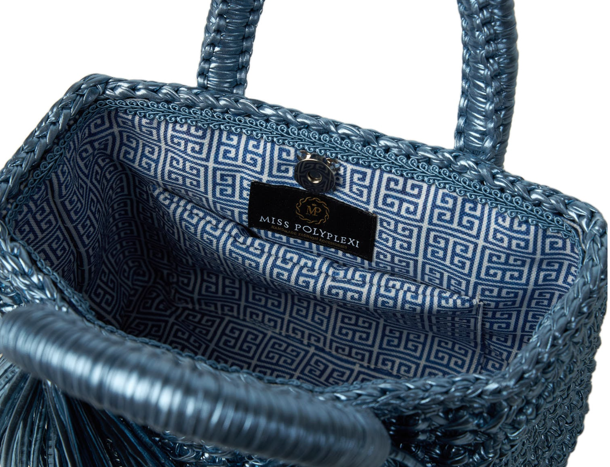 Ostria Metallic Raf Blue Crochet Tote Bag