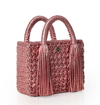 Ostria Metallic Pink Crochet Tote Bag
