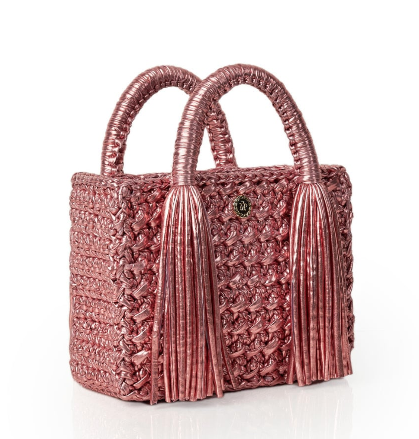 Ostria Metallic Pink Crochet Tote Bag