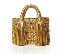 Ostria Metallic Gold Crochet Tote Bag