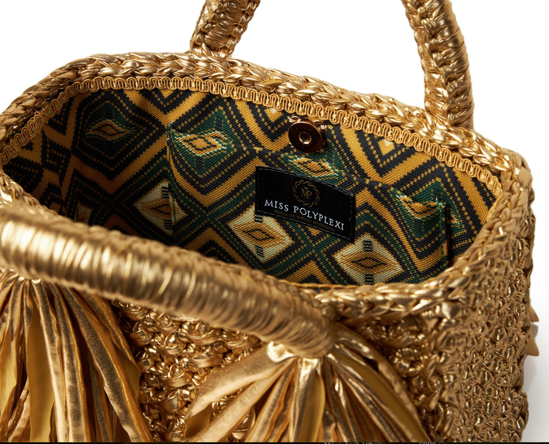 Ostria Metallic Gold Crochet Tote Bag
