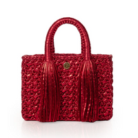 Ostria Metallic Red Crochet Tote Bag