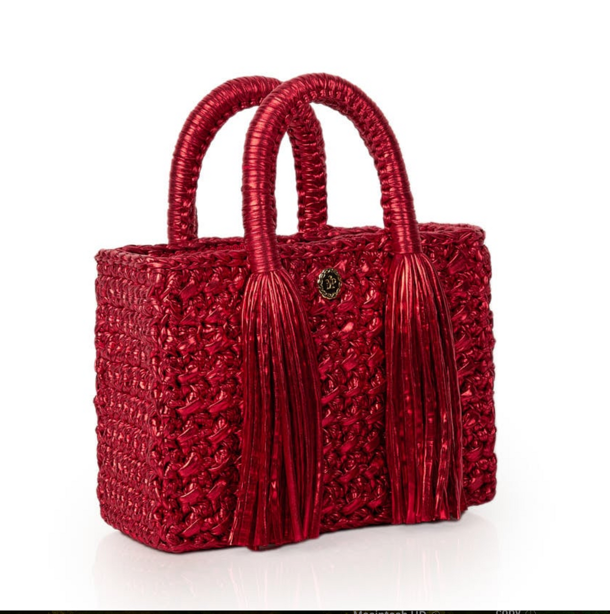 Ostria Metallic Red Crochet Tote Bag