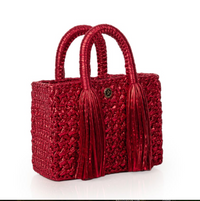 Ostria Metallic Red Crochet Tote Bag