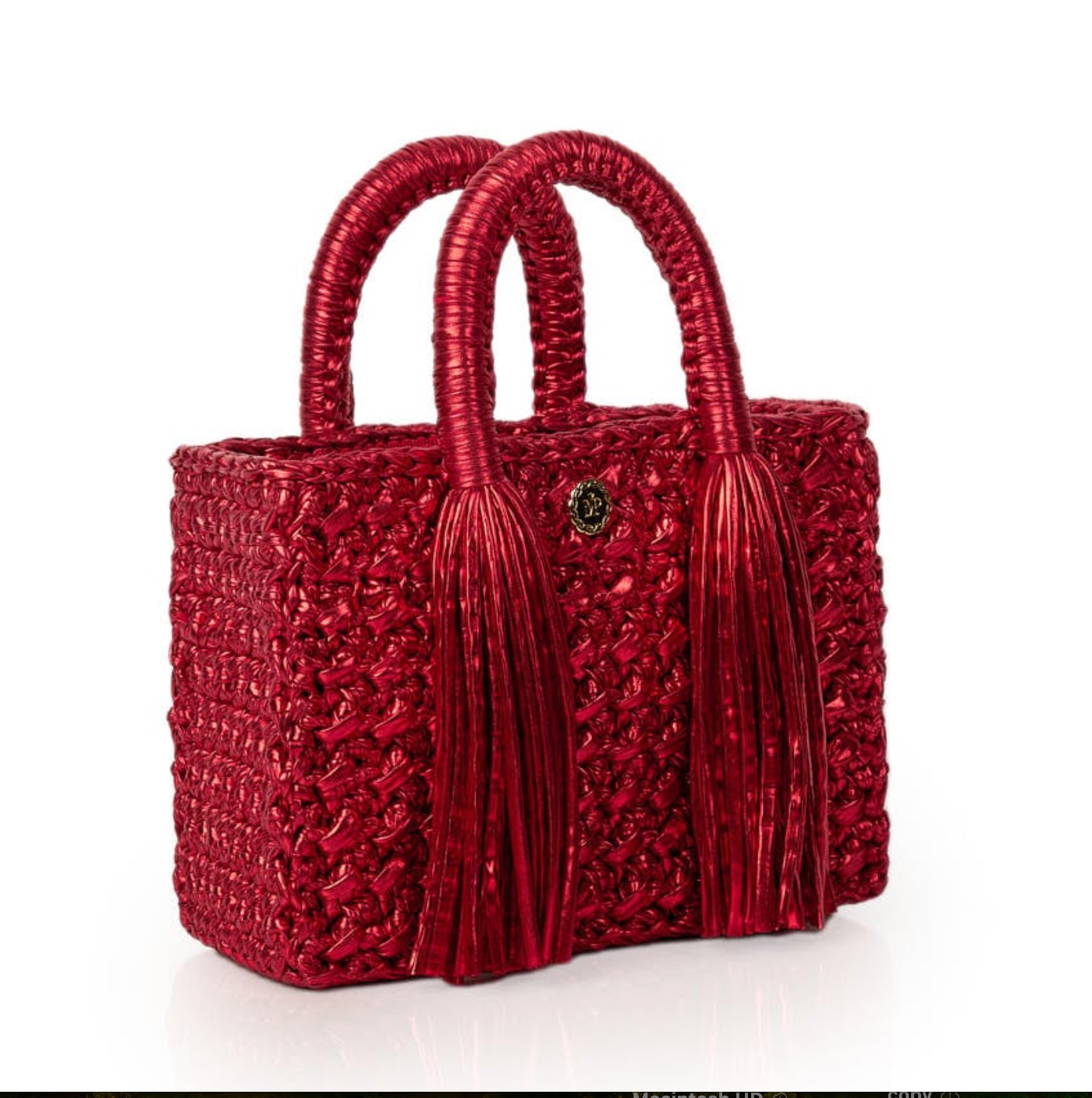 Ostria Metallic Red Crochet Tote Bag