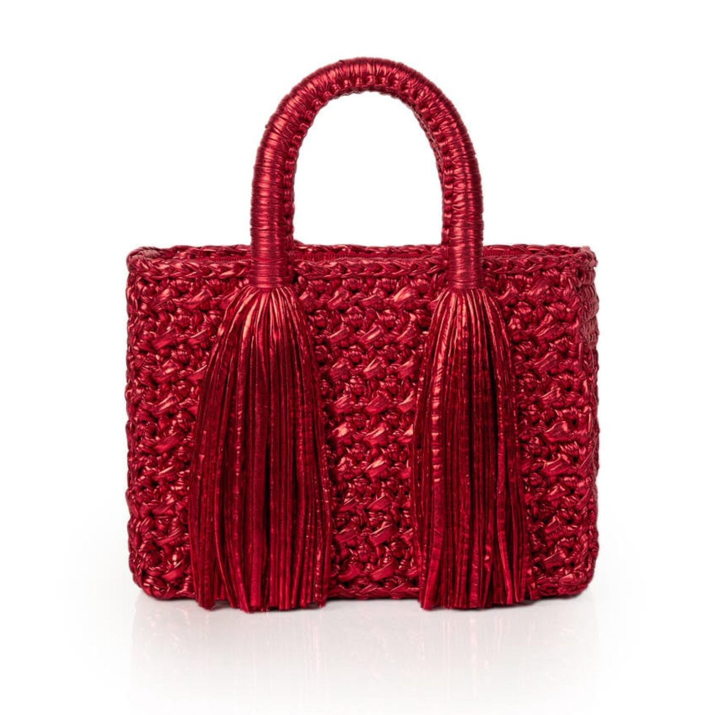 Ostria Metallic Red Crochet Tote Bag