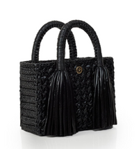 Ostria Metallic Black Crochet Tote Bag