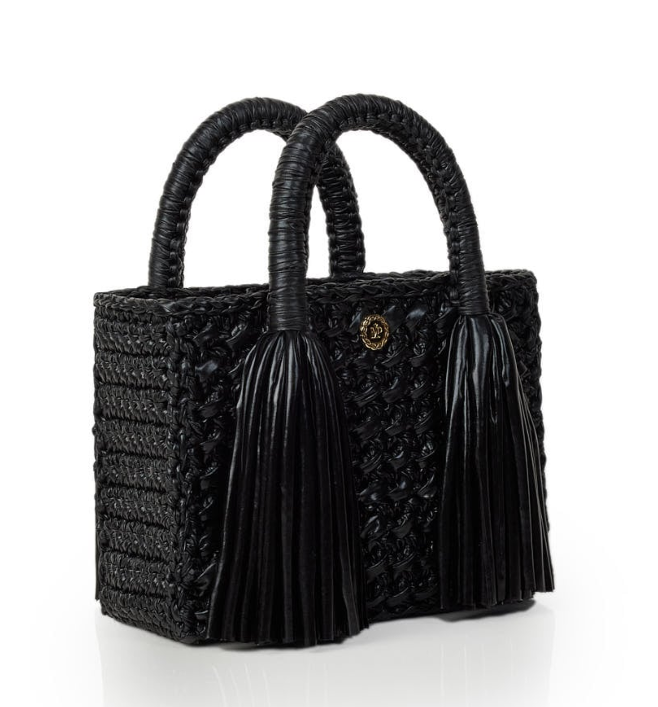 Ostria Metallic Black Crochet Tote Bag