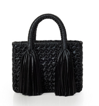 Ostria Metallic Black Crochet Tote Bag