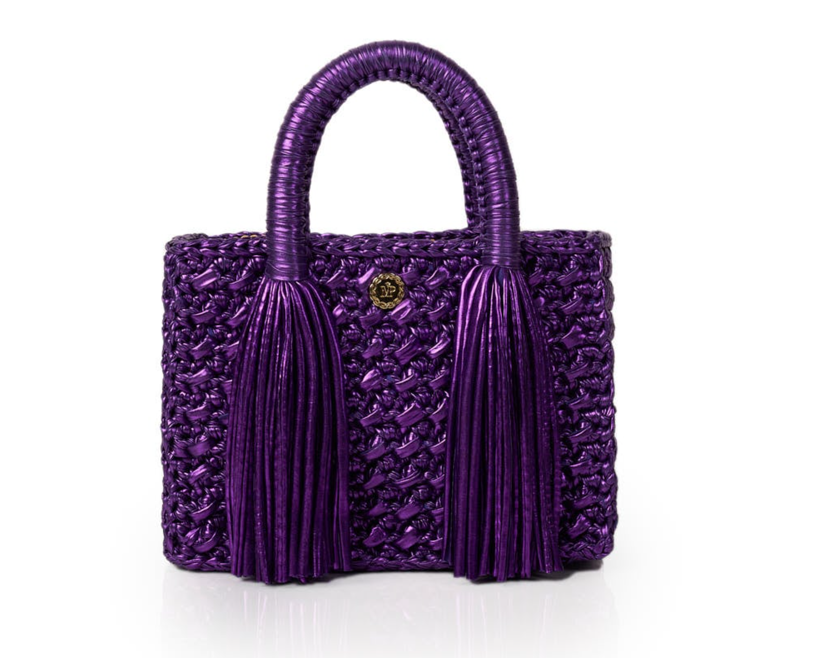 Ostria Metallic Purple Crochet Tote Bag