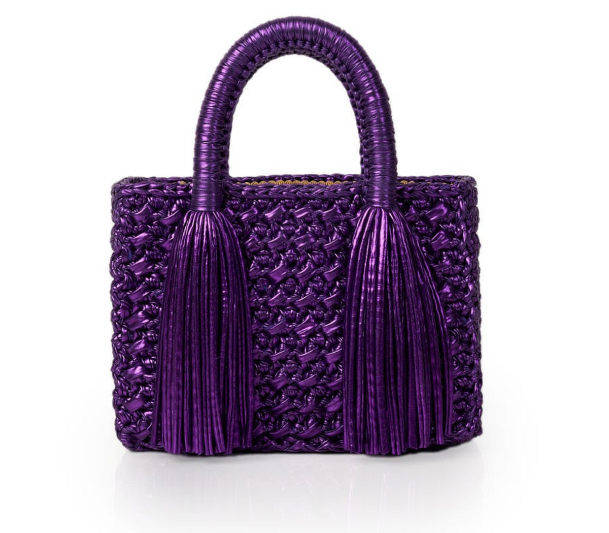 Ostria Metallic Purple Crochet Tote Bag