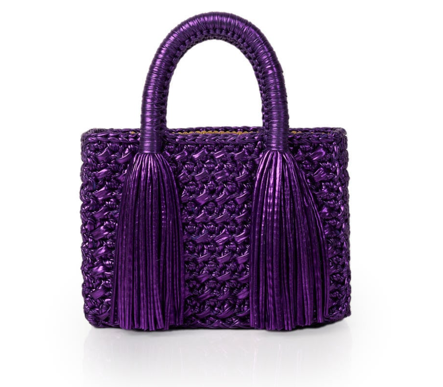 Ostria Metallic Purple Crochet Tote Bag