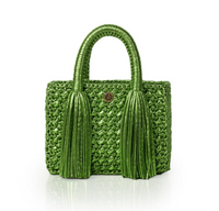 Ostria Metallic Green Crochet Tote Bag