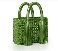 Ostria Metallic Green Crochet Tote Bag