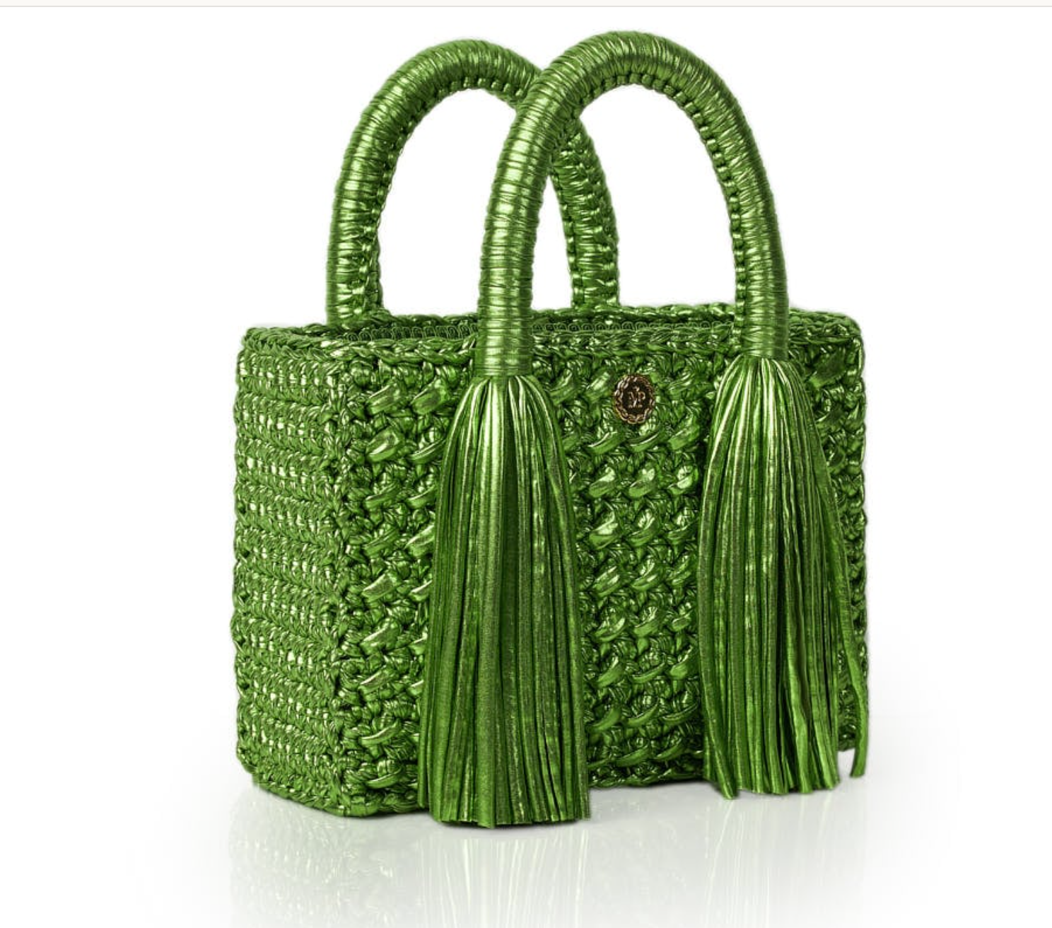 Ostria Metallic Green Crochet Tote Bag