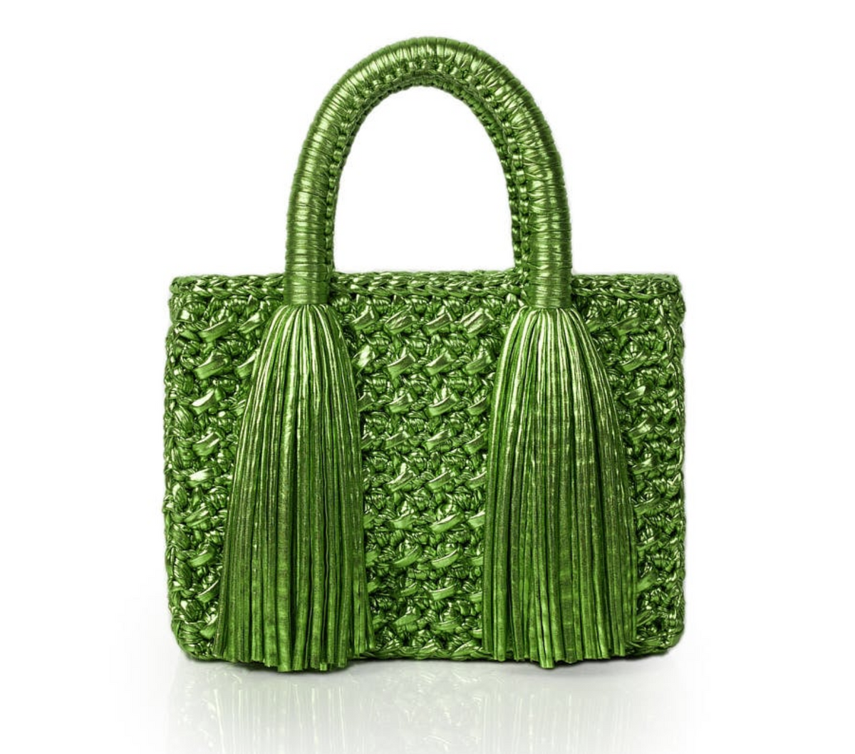 Ostria Metallic Green Crochet Tote Bag
