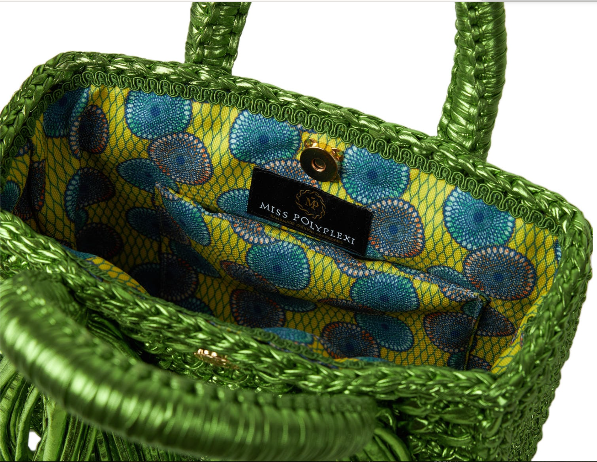 Ostria Metallic Green Crochet Tote Bag