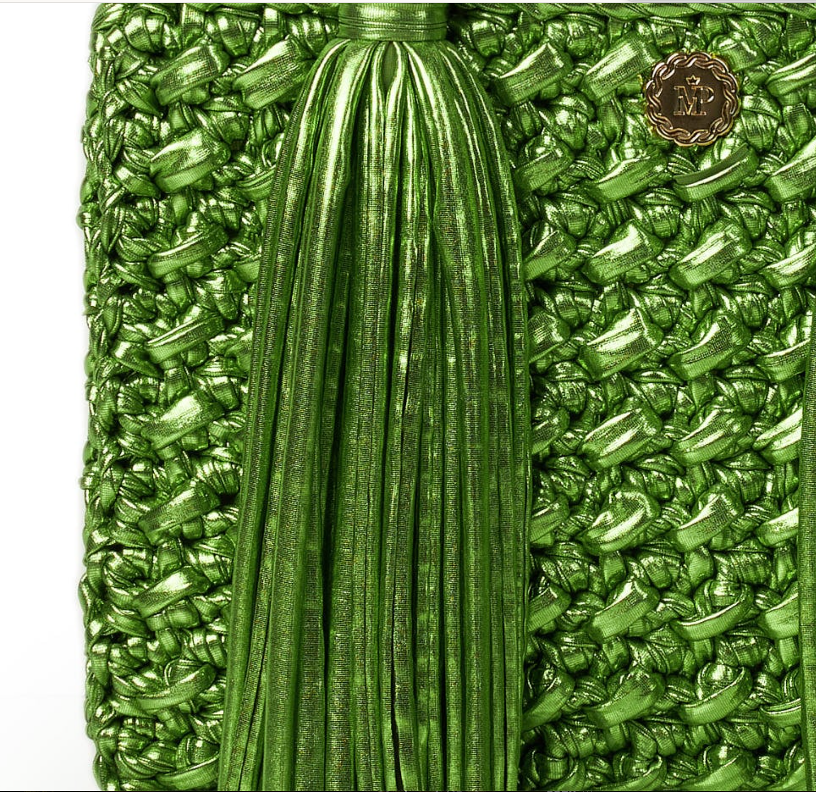 Ostria Metallic Green Crochet Tote Bag