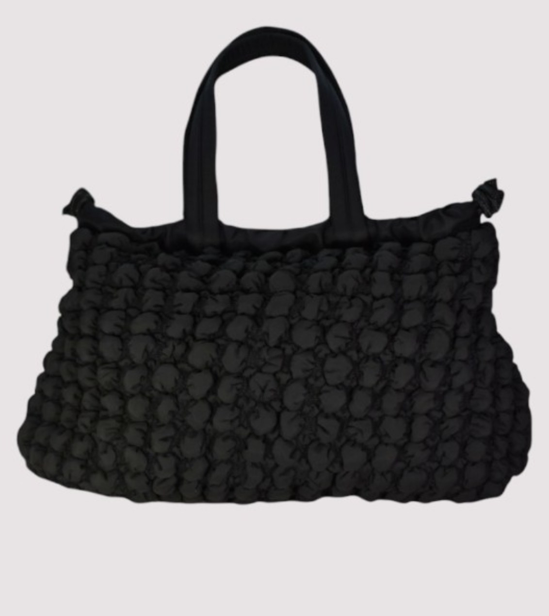 Galini Gofre Shoulder Bag - Black With Black Strap