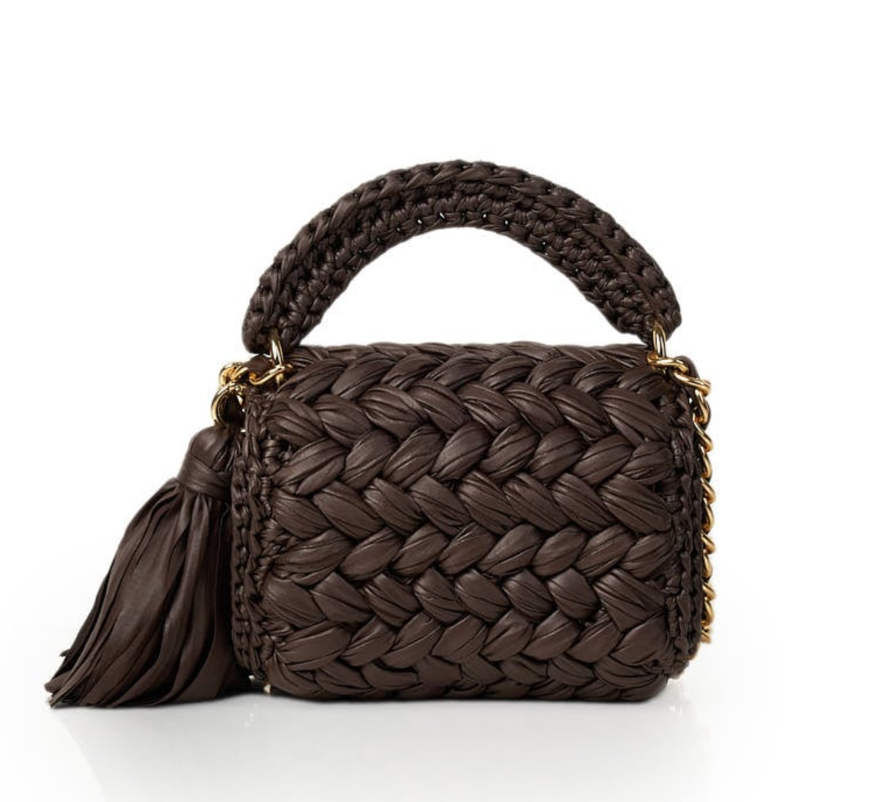 Seville Brown Crochet Crossbody Bag - SMALL