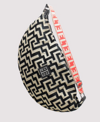 SANTORINI – CLASSIC Pattern – Beige/Black – EL Green/Red/Black Strap – Hobo Bag