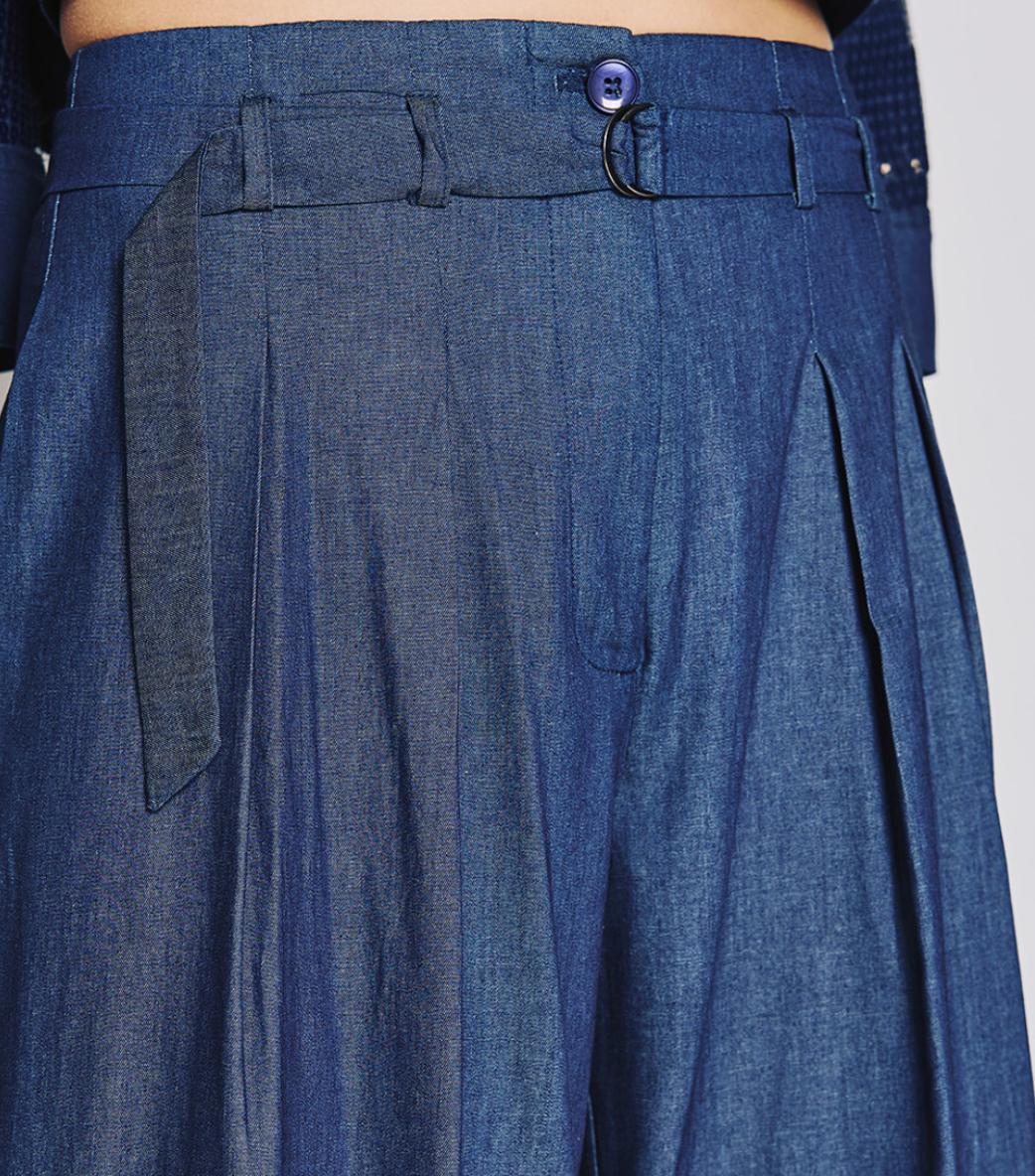 Cropped denim jacket with sequins & High-Waist Flared Pants Set