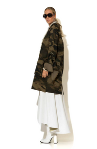 Crystal Embellished Oversized Camo Jacket
