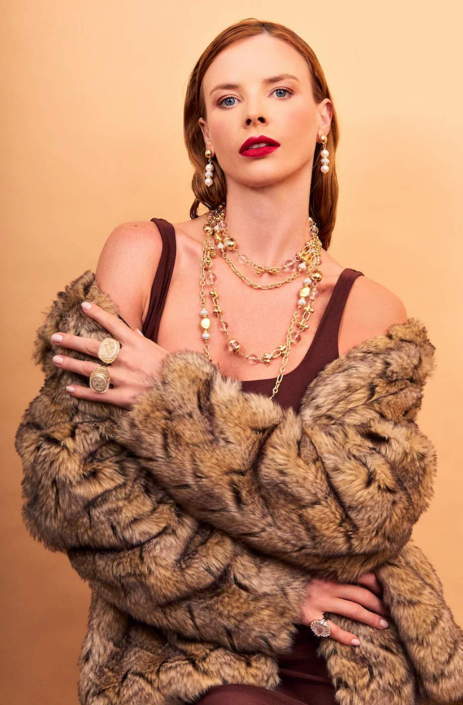 Liuce Long Necklace Rhodium Plated