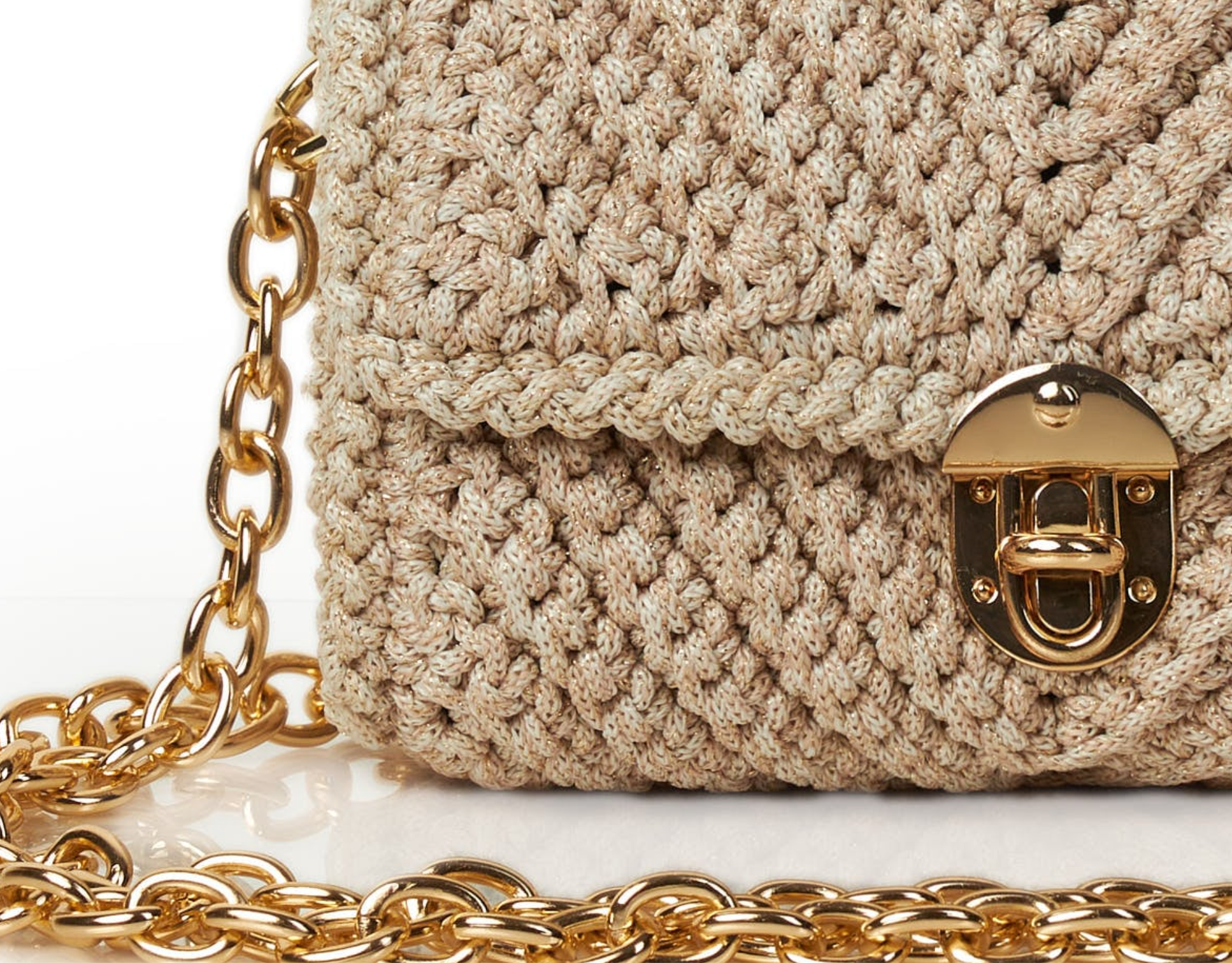 Sirena Beige Crochet Crossbody Bag
