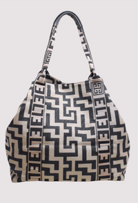 THALASSA – CLASSIC Pattern – Beige/Black – EL Hazelnut/Black Strap – Shoulder Bag