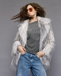 Silver Long Hair Faux Fur
