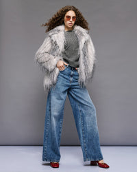 Silver Long Hair Faux Fur