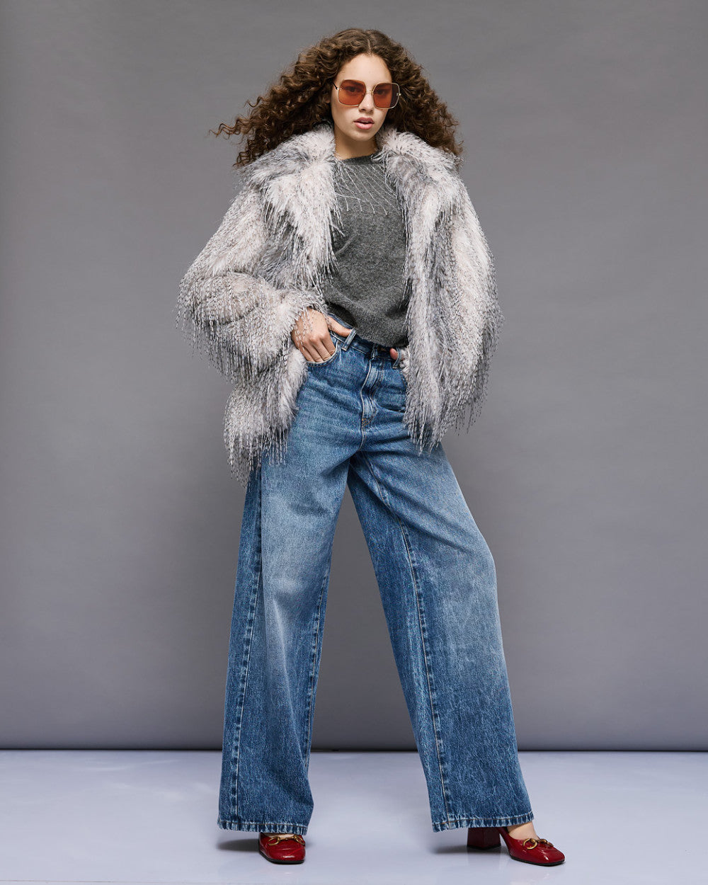 Silver Long Hair Faux Fur