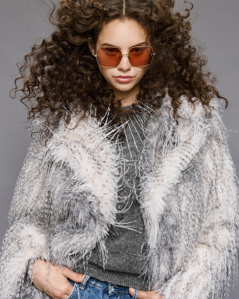 Silver Long Hair Faux Fur