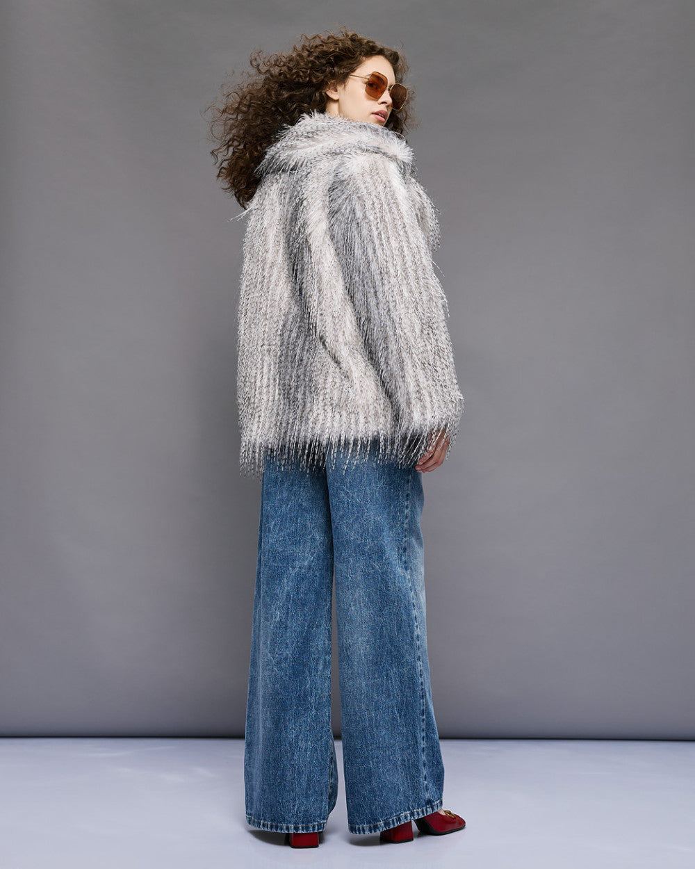 Silver Long Hair Faux Fur